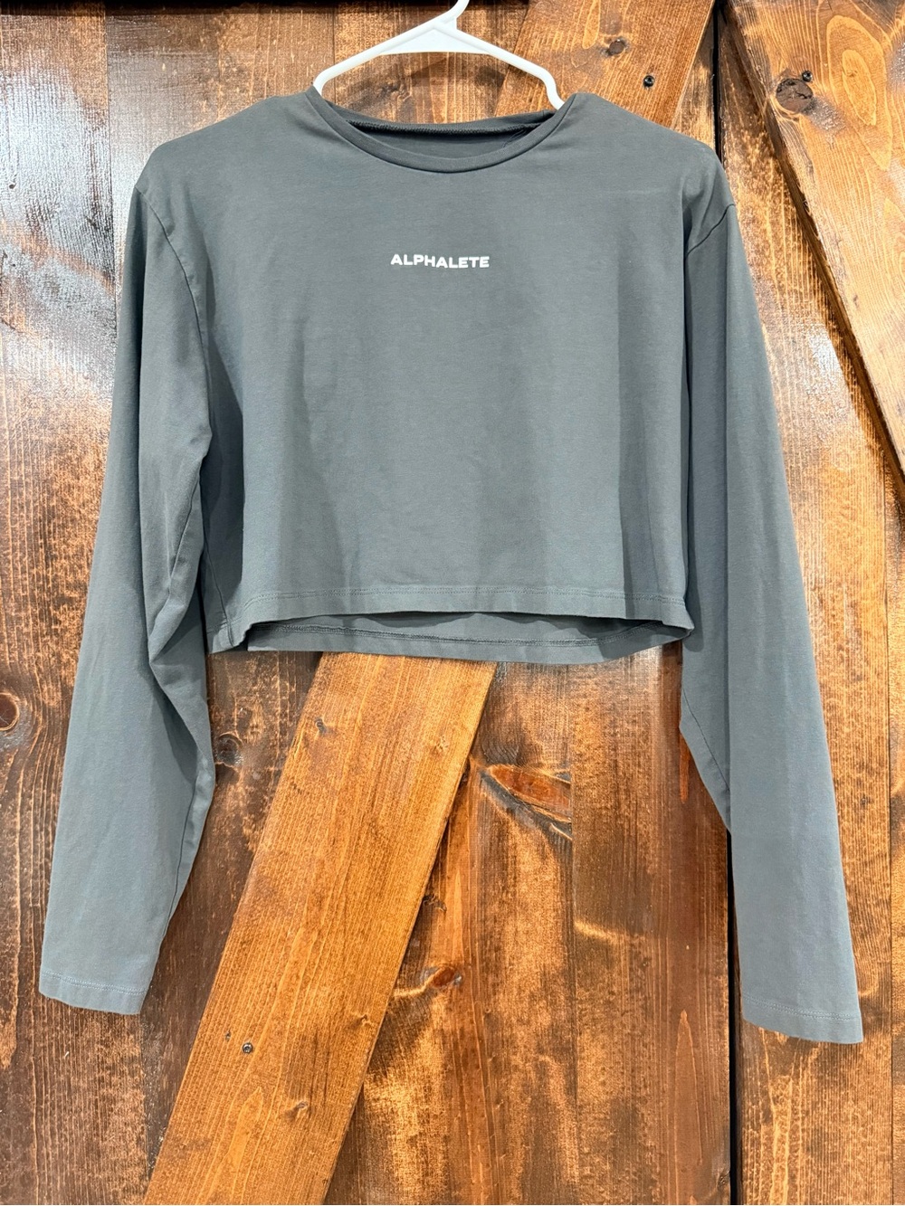 Alphalete Charcoal Gray Cropped Long Sleeve Tee